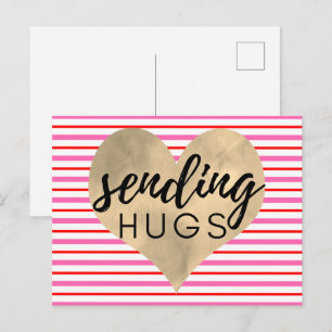 Valentines Red Pink Gold Herz Postkarte