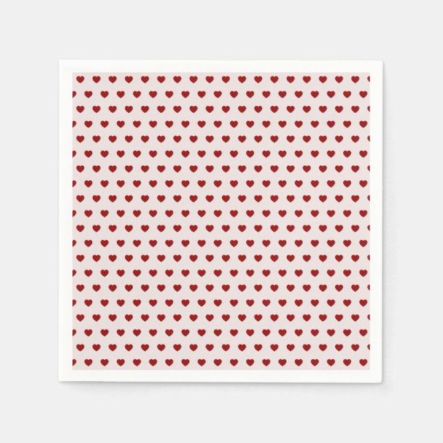 Valentines rosa rote Herzmuster Serviette (Vorderseite)