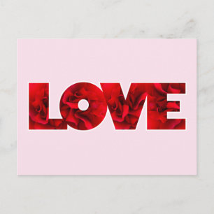 Valentines Rote Rose Blätter LIEBE Text Feiertagspostkarte