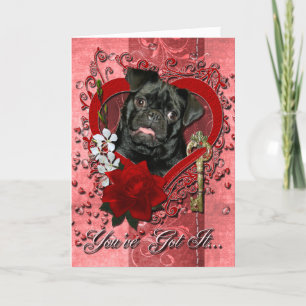 Valentines - Schlüssel zu meinem Herzen - Mops - Feiertagskarte