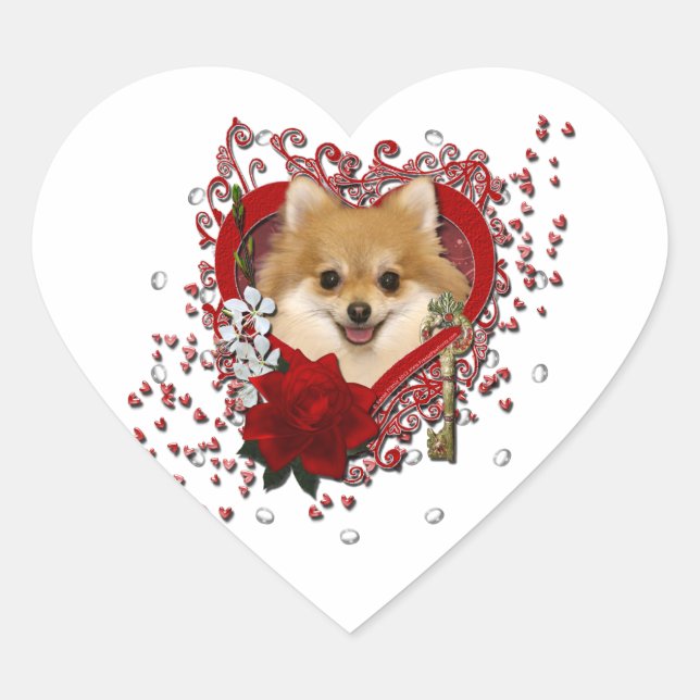 Valentines - Schlüssel zu meinem Herzen - Spitz Herz-Aufkleber (Vorderseite)