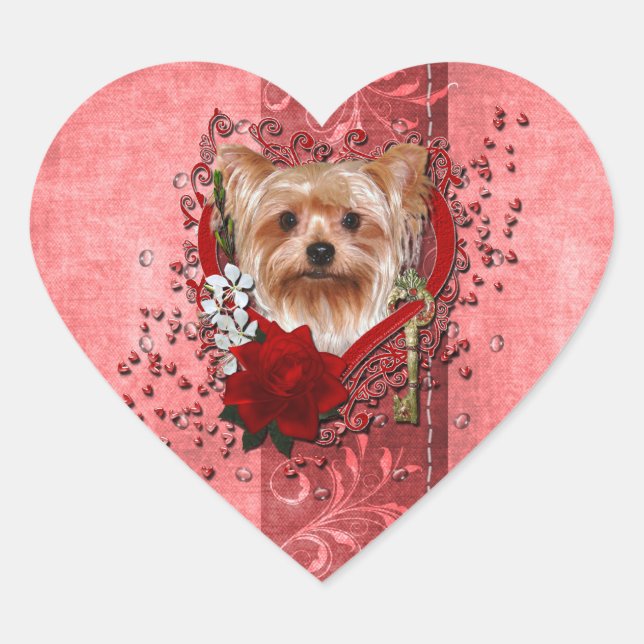 Valentines - Schlüssel zu meinem Herzen - Yorkshir Herz-Aufkleber (Vorderseite)