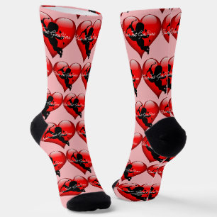 Valentine's Socks Red Heart mit Cupid HAMbyWG Socken