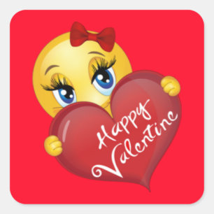 Valentines Square Stickers/Emoticon Quadratischer Aufkleber