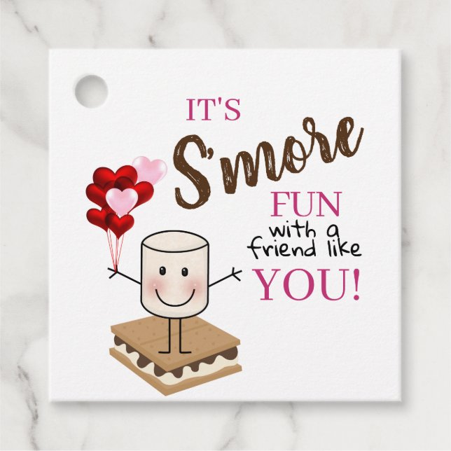 Valentines Sticker, S'more Bevorzugung Tag Geschenkanhänger (Vorderseite)