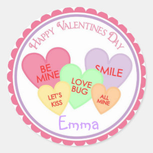 Valentines Stickers Coeur de jour bonbons