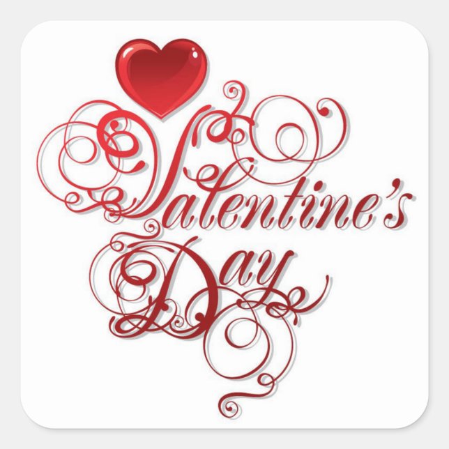 Valentines Stickers/Happy Valentines Day Quadratischer Aufkleber (Vorderseite)