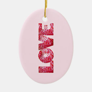 Valentines Strawberry LIEBE Keramik Ornament