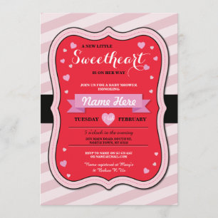 Valentines Sweetheart Baby Dusche Girl Liebe Einladung