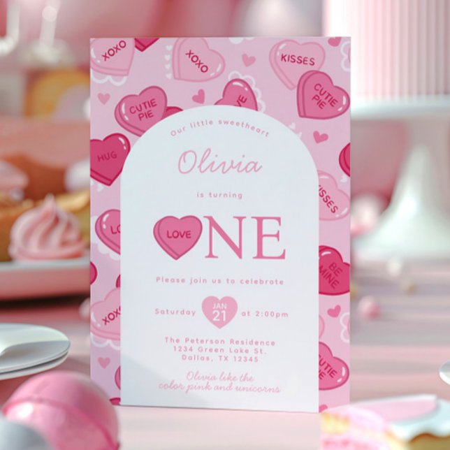 Valentines Sweetheart Candy Birthday Party Einladung (Von Creator hochgeladen)