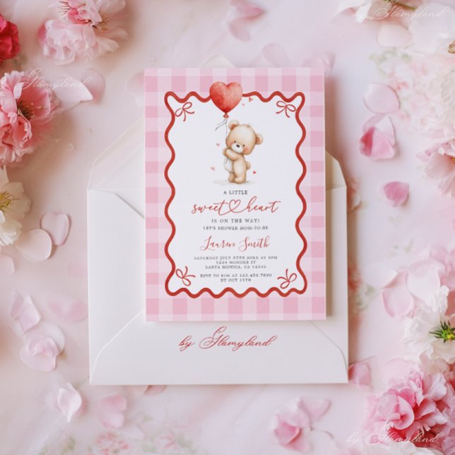 Valentines Teddy Bear Baby Shower Girl Einladung (Von Creator hochgeladen)