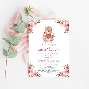 Valentines Teddy Bear Baby shower Invitation