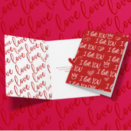 Valentine's Thema Red White I Liebe You Pattern Karte