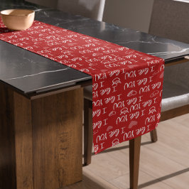 Valentine's Thema Red White I Liebe You Pattern Kurzer Tischläufer