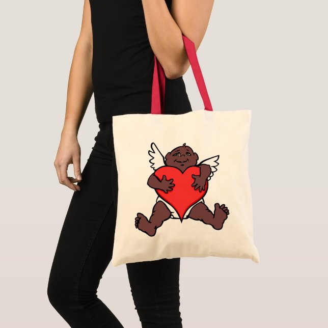 Valentines Tote Bag African Cupid Custom Bags Tragetasche (Vorderseite (Produkt))
