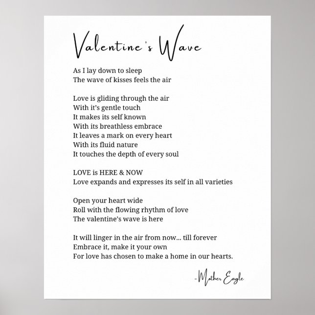 Valentines vague d'amour poème poster décoration m (Devant)