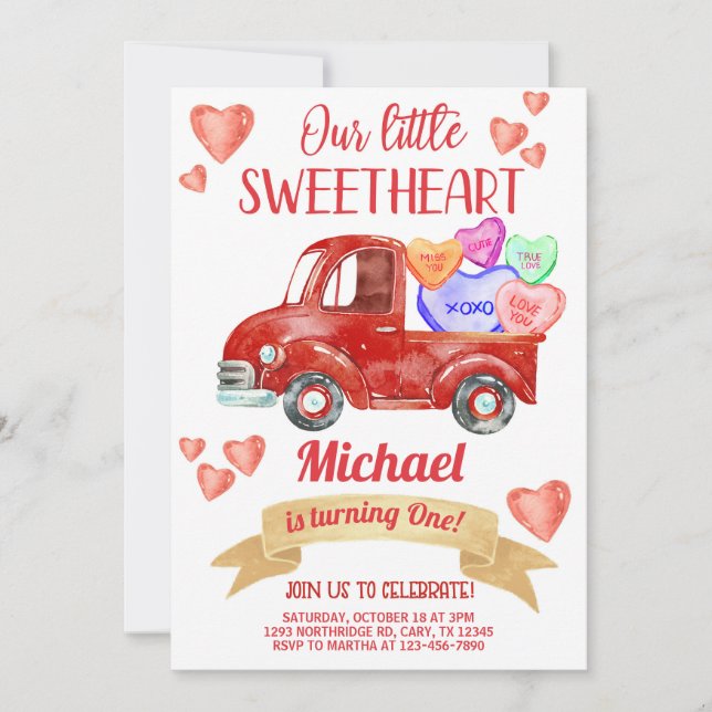 Valentines Valentine Junge Einladung zum Geburtsta (Vorderseite)