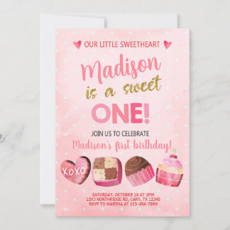 Valentines Valentine Mädchen Geburtstagseinladung. Einladung