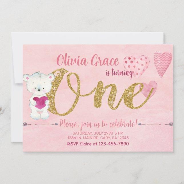 Valentines Valentine Teddy Bären Geburtstag einlad Einladung (Vorderseite)