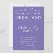 Valentines violet moderne Invitation à la fête du 