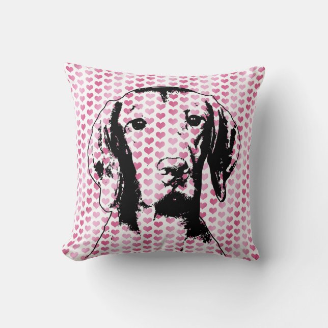Valentines - Vizsla Silhouette - Reagan Kissen (Vorderseite)