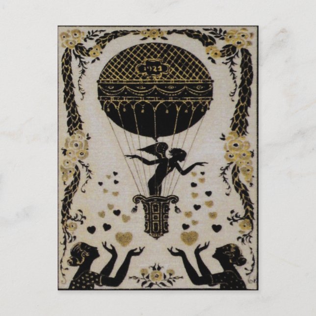 Valentines volantes ~ Carte postale Art Nouveau Fr (Devant)