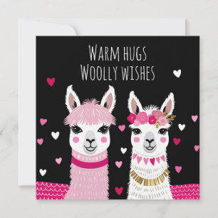 Valentines Whimsical Adorable Llamas Valentines Karte