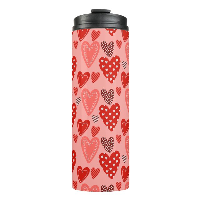 Valentine's Whimsical Hearts  Thermosbecher (Vorderseite)