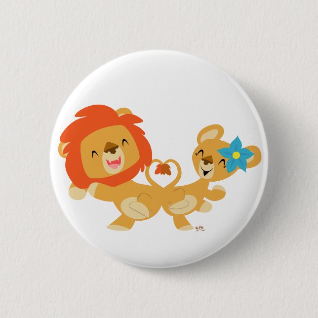 Valentinetanzenlöwepaar-Knopf-Abzeichen Button (Vorderseite)