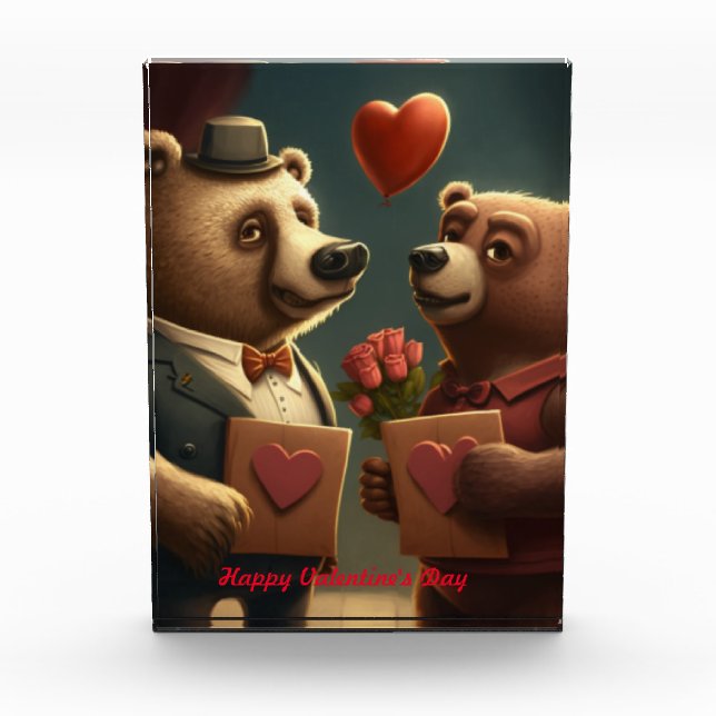 Valentingebärenbär-Cartoon Fotoblock (Vorderseite)
