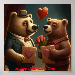 Valentingebärenbär-Cartoon Poster