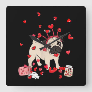 Valentingeschenk für Hunde Niedlicher Valentinst Quadratische Wanduhr
