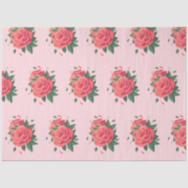 Valentingewebe rosa Rosen auf rosa Seidenpapier