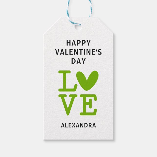 Valentingrün-weiße Liebe Geschenkanhänger (Vorderseite)