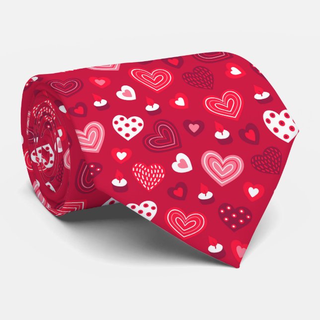 Valentinherzen Muster 2 Nacken Krawatte (Gerollt)