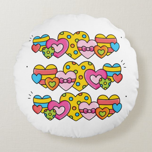 Valentinherzen Rundes Kissen (Vorderseite)