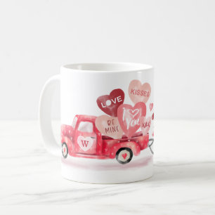 Valentinherzen Wasserstraßenlkw Kaffeetasse