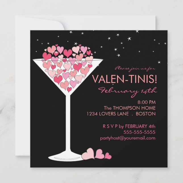 Valentini Martini Valentines Invitation à la fête  (Devant)