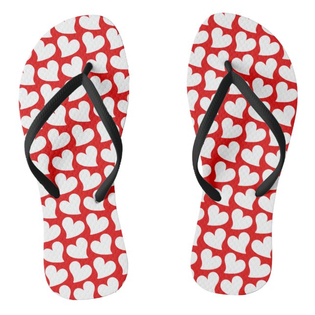 VALENTINIEN ROTE UND WEISSE HERZEN VALENTINE FLIP FLOPS (Fußbett)