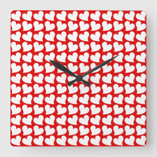VALENTINIEN ROTE UND WEISSE HERZEN VALENTINE QUADRATISCHE WANDUHR