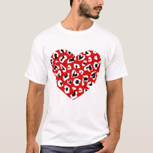 Valentinin Leopard tierisches Herz rot T-Shirt