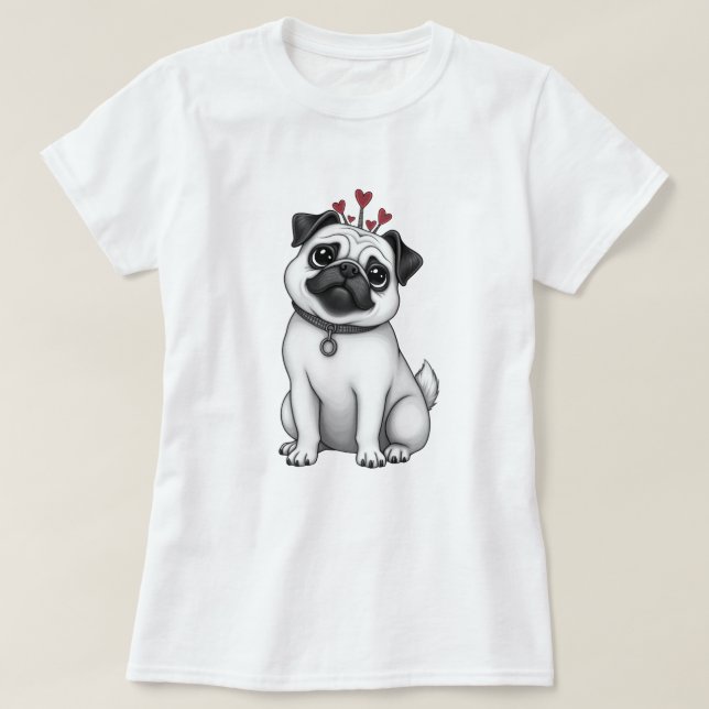 Valentinin mit Mops T - Shirt (Design vorne)