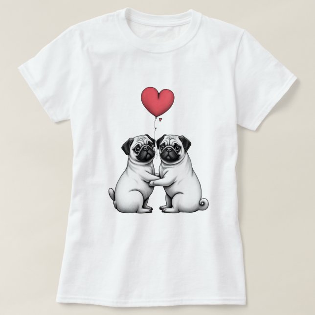 Valentinin mit Mops T - Shirt (Design vorne)