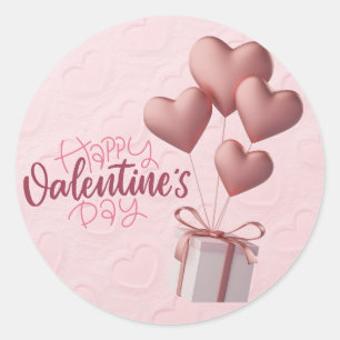 Valentinin-Rosa-Balloons-Aufkleber Runder Aufkleber