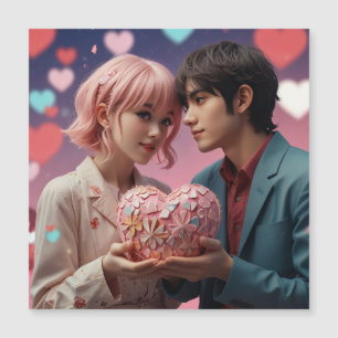 Valentinin´s kawaii Liebe Champagner, Herz Magneteinladung