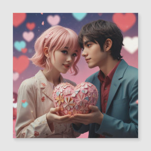 Valentinin´s kawaii Liebe Champagner, Herz Magnetkarte