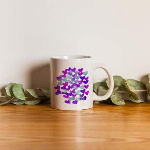 Valentininer Tagesherzen - lila und aqua Kaffeetasse