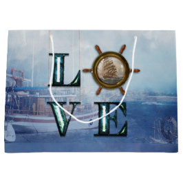 Valentinin's Aquarellfarben-Nautische "Liebe" Große Geschenktüte