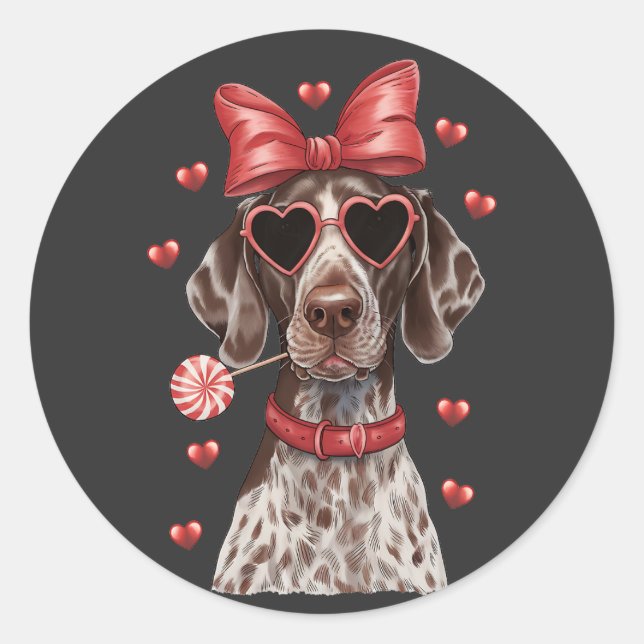 Valentinin's Joy German Shorthaired Pointer Sweet Runder Aufkleber (Vorderseite)