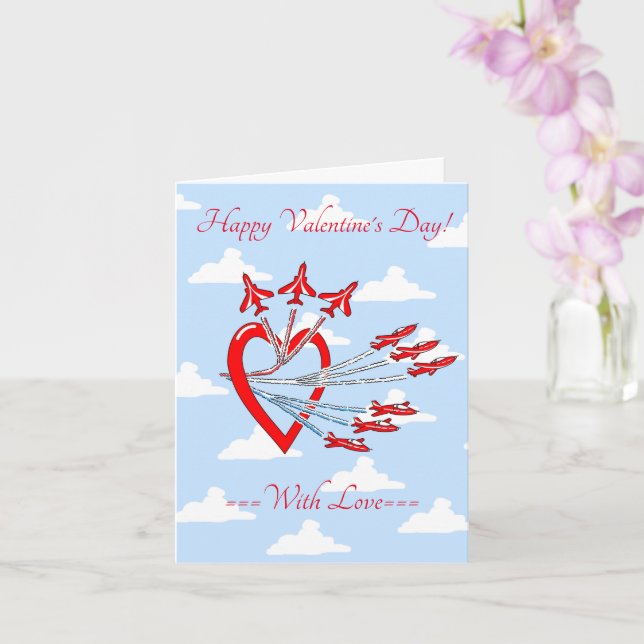 Valentinins Red Jet Flugzeug Blue Sky Card Karte (Orchidee)